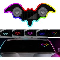 Solar Powered Car Neon Light Wireless Cute Bat Shaped Led Ambient Light Suction Cup USB Rechargeable Atmosphere Breathing Lamp