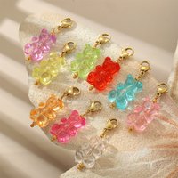 CARLIDANA 2 PCS Gold Plated Stainless Steel Jelly Bear Charms Gummy Bear Resin Charm Accessories Lobster Clasp for DIY Jewelry