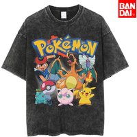 Pokemon Charizard Flare Gym T Shirt Men 2026 Summer Vintage Acid Wash Oversized Tee Retro Kanto 1996 Game Streetwear Hip Hop