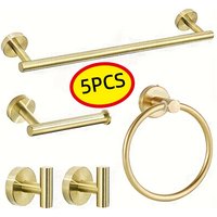 5-piece wall mounted hardware bathroom accessories, stainless steel towel bar, towel ring, toilet paper holder hook bathroom kit