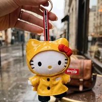 Cute Hello Kitty Plush Keychain Cartoon Yellow Raincoat KT Cat Stuffed Toys Dopamine Unique Backpack Doll Pendant Perfect Gifts