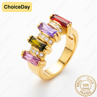 18K Gold Plated Exquisite Rectangular Zircon Ring for Women, Fashionable Wedding Party Gift Accessories