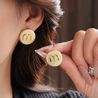 Letter M Stud Earrings Ear Buckle Exquisite Inlald Rhinestone Earrings for Women Party Banquet Ear Jewelry Girls Gifts K