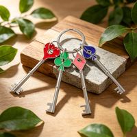Resident Evil 2 Remake RPD Key Square Plum Heart Keychains Keyring for Men Key Holder Collectible Gift Fan Gear Party Supply