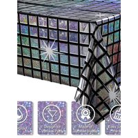 Party Decoration Vintage Disco Iridescent Shiny Laser Tablecloth Disposable Rectangle Table Cover 70s 80s Table Runner Bar Disco