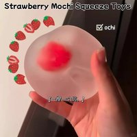 Squishy Strawberry Mochi Squeeze Toys Simulated Transparent Slow-rebound Stress Ball Adult Sensory Antistress Stretch Toys