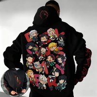 Demon Slayer Muichiro Tokito Large Size Fleece Hoodie American Loose New Autumn Winter Men's Women's Parent-Child Casual Jacket