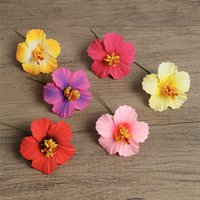 6pcs Foam Hibiscus Flower Hawaiian Party Accessories Island Hawaii Ear Pick Head Hair Flower for Wedding Party Head Accessories