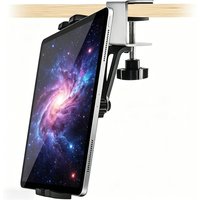 360° Rotation Under Cabinet Kitchen Tablet Phone Holder, Metal Stable Clamp Mount Stand for 4-13'' Universal Tablets Phones