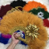 High Quality Feather Fan Big Size African White Feather Handfan With Wedding Feather Fan Forwedding party