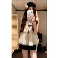 Summer New France Temperament Gentle Sweet Princess 2-piece Set Women Design Fashion Polka Dot Loose Elegant Short Skirt Suit