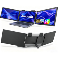 Amoudo Triple Portable Monitor 14 Inch 1920*1080P 60HZ Monitor Extender IPS Portable Triple Monitor with USB-C Port for 14-16.5" Laptops Windows/Mac Xbox image 4