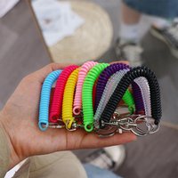 With Metal Clasp Spring Keychain Lanyard Spiral Spring Coil Stretch Spring Coil Anti-lost Lobster Clasp Keyring Key Hooks