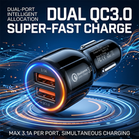 Smart Dual USB Car Charger QC 3.0 3.1A Fast Charging Adapter For iPhone For Samsung And Tablet Universal Car Power Android Phone