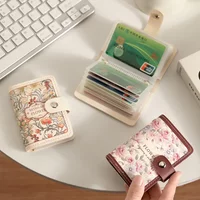 New Retro Floral Oil Painting Hasp Card Bag Women Multi Cards Slots Credit Card Holder ID Badge Holder Card Covers