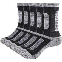 YUEDGE Mens Sock Moisture Wicking Cushioned Crew Athletic Socks 5Pairs Walking Hiking Socks Padded Work Boot Socks For Men 37-46