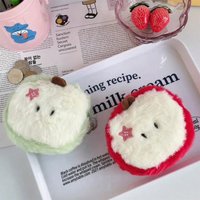 1/2PC Kawaii Cute Plush Coin Wallet Key Storage Bag Cartoon Apple Plush Coin Purse Mini Key Wallets Holiday Gifts