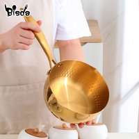 18CM Stainless steel snow pan Japanese Style Frying Pan with Lid Milk Pot Uncoated Household Pot Milk Pot Non Stick Cookware