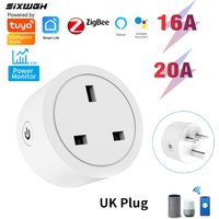 20A UK Plug Tuya Zigbee Smart Socket with Metering Timer Switch Works with Smart Life App Alexa Google Home Voice Control
