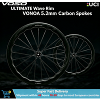 VOSO 700c Carbon Fiber Road Bicycle Disc Brake 5.2mm Carbon Fiber Spokes 1280g Ultra Light Racing Wave Ring Elite Wheelset