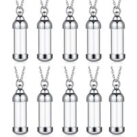 Cylinder Urn Necklaces for Ashes Clear Acrylic Tube Vial Creamation Necklace Ash Urn Locket Pendant Keepsake Memorial Gift-10Pcs