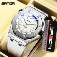 SANDA-Montre-bracelet de luxe en silicone pour homme, étanche, date Shoous, sport, carré, décontracté, quartz, horloges masculines