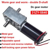 1 Stück 12V Elektrischer Getriebemotor mit Doppelwelle, DC-Schneckenmotor mit Hohem Drehmoment, Umkehrgetriebe 31ZY-5840 24V Selbsthemmend