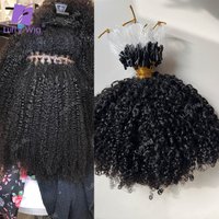 Afro Kinky Curly Micro Loop Human Hair Extensions Brazilian Remy Micro Links Hair Bundles Pre Looped Link For Black Women luffy