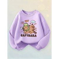 90s Y2k Unisex Crew Neck Kid Hoodie Capybara Hoodies Manga Kids Children's Sweatshirt Cute Capibara Hoody for Boys Girls