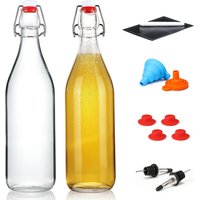 1L Swing Top Glass Bottles Airtight Stopper Lids Flip Top Brewing Bottle for Fermentation, Kombucha, Mead, Vinegar, Beer, Kefir