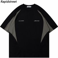 T-shirt Streetwear Unisex Retro Adrette Patchwork T-Shirt Kurzarm Casual Männer HipHop Lose T Shirt Baumwolle Tops T