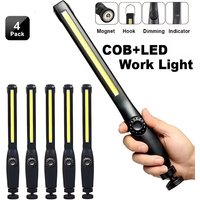 1/2/4PC LED Flashlight Magnetic Work Light USB Rechargeable Torch Hook Portable Lantern Inspection Light Camping Car Repair Lamp