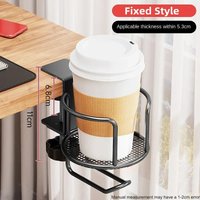 Adjustable Upgraded Arm Clamp Stand 360 Degree Rotating Table Edge Clamp Anti-Fall Cup Holder 2 in 1 No Drill Desk Cup Holder