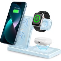 15W Magnetic Wireless Charger 3 In 1 Fast Charging Station Travel Foldable for Magsafe iPhone 1716/15/14 Apple Watch AirPods Pro