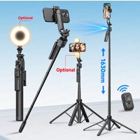 Selfie Stick Tripod Phone Holder Extendable Quadrapod 1/4'' Screw for Mobile Phone Camera, AI Track Shoot with Remote Bluetooth