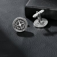 2Pcs Vintage Compass Design Shaped Mens Round Cufflinks Formal Party Shirt Suit Tuxedo Blouse Sleeve Button