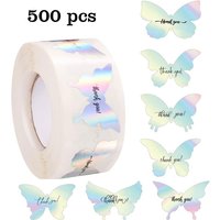 500pcs/Roll Laser Butterfly Thank You Stickers,Self-Adhesive Gift Box Envelope Package Sealing Labels,Stationery Decor Stickers