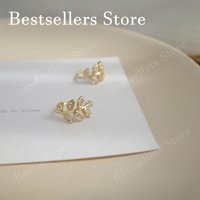 Women's Charm Jewelry 925 Sterling Silver / Gold-Plated Leaf Zircon Hoop Earrings Fashion Birthday Photo Gift
