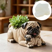 Cute dog and puppy shaped succulent plant flowerpot resin silicone mold dog mother candle cup storage box gypsum mold