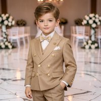 Boys Double Breasted Suit 2 Pieces Wedding Tuxedo Ring Bearer Outfit for Birthday Party Kids Set Custom Made Boy Blazer Pants