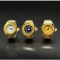 Jewelry Punk Gold Color Couples Mini Watches Finger Rings for Women Men Square Round Dial Quartz Ring Watch Ring Gift image 4