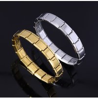 Men's Women's Jewelry DIY 9MM Width Italian Elastic Charm Bracelets Gold Silver Solid Color Stainless Steel Fashion Bangle Basic