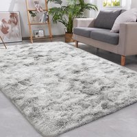 Tie Dyed Dark Gray Carpet Shaggy Rugs for Living Room Bed Room Baby Floor Mats Non-Slip Washable Home Decor Blanket