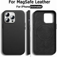 Original For Magsafe Animation Leather Case For iPhone 13 Mini 14 15 16 Pro Max Plus Magnetic Wireless Charging Shockproof Cover