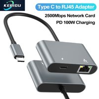 2500Mbps USB C To RJ45 Ethernet Adapter Type-C 100W PD Charging Port 2.5Gbps Gigabit Network Card Adapter for Macbook Pro Laptop