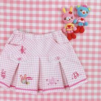 Japanese Subculture Cute Jojifuku Cartoon Mp Embroidery Plaid Skirt Summer New Sweet Girl Elastic Waist Pink Mini Y2k Skirt