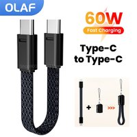 60W 16.5cm Short Type C To USB C Cable Fast Charging Type C To Type C Data Cable For Xiaomi Samsung Huawei Power Bank Wire