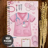 A5 Cute Pink Notebook Spiral Journal Medical Theme Planner Lined Notes Diary Gift for Women Students Office School