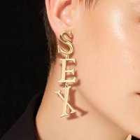 Vintage Metal Letter Statement Earrings for Women Exaggerate Punk English Alphabet SEX Dangle Drop Earrings Trendy Jewelry Gift