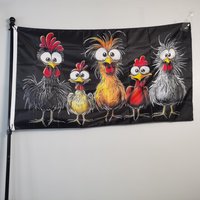 Easter Garden Flag 2x3ft 3x5ft Chicken Yard Banner for Outdoor Decor, Durable Polyester